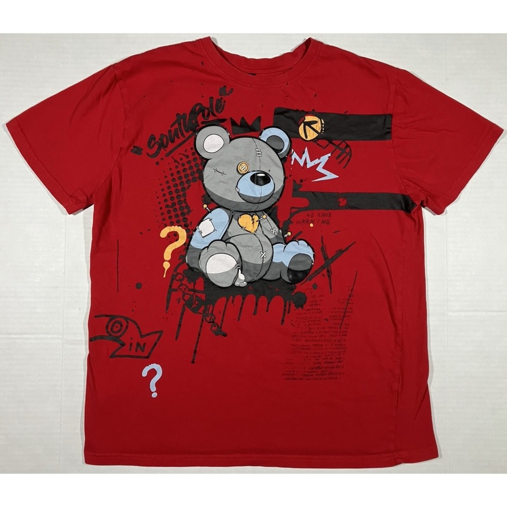 Southpole T Shirt Teddy Bear Graffiti Red Graphic Tee Y2K Skater Mens Size L